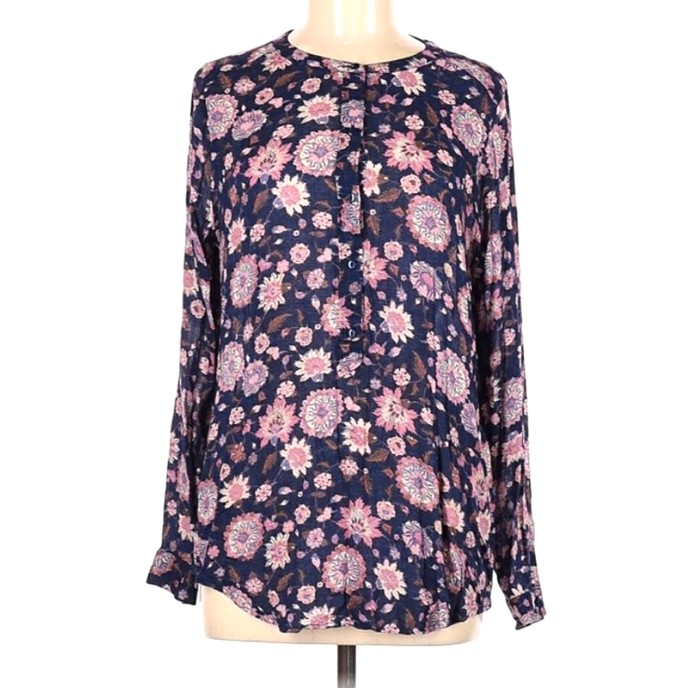 Lucky Brand Floral Tunic Button Up- Med